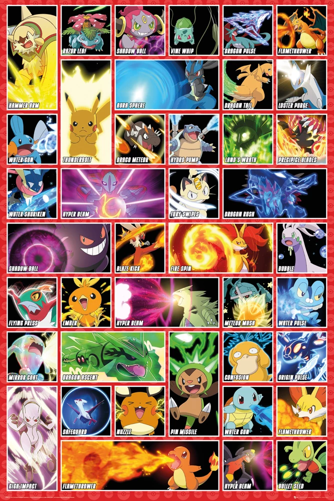 Poster Pokemon Moves 3 Poster Pokemon Moves