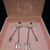 Hello Kitty Schmuck Ohrstecker Mit Kettchen Kt 925 Silber Rot