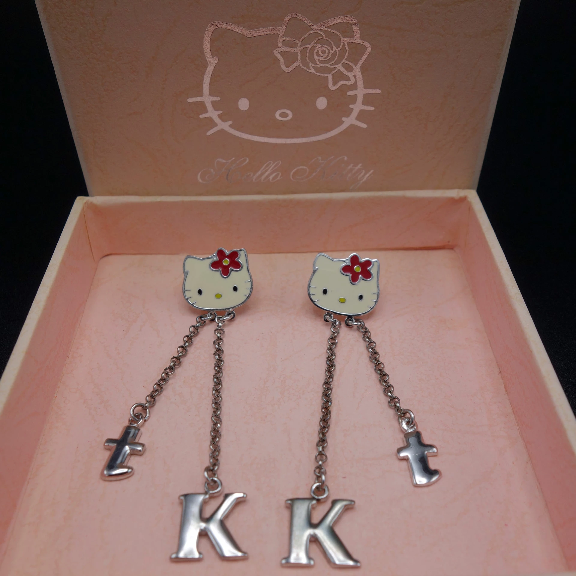 Hello Kitty Schmuck Ohrstecker Mit Kettchen Kt 925 Silber Rot 3 Hello Kitty Schmuck Ohrstecker Mit Kettchen Kt 925 Silber Rot